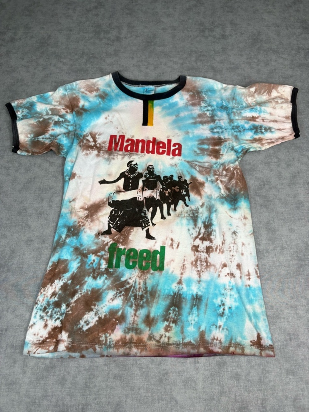 Vintage 1990 Mandela Freed Champion Tie Dye T Shirt USA Medium